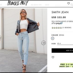 NWT Princess Polly Smith Jean Sz 4
